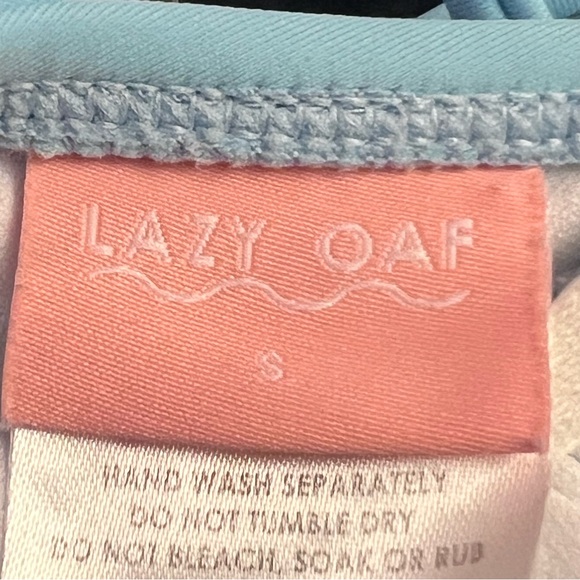 Lazy Oaf Daisy Boob Baby Blue Bikini Top Double Straps Bandeau Size Small - Picture 13 of 14